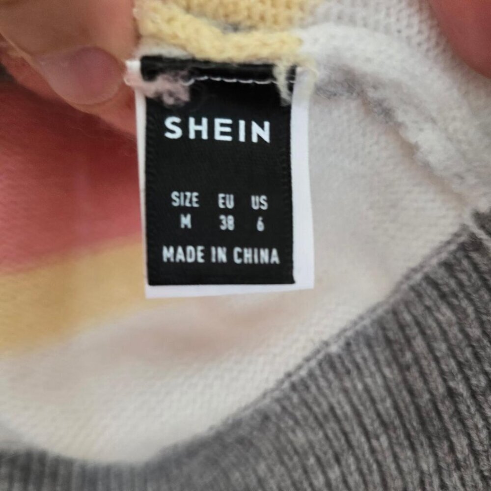 Shein Sweater M Size 6 Multi pastel horizontal stripe long sleeve crew neck - Picture 5 of 6